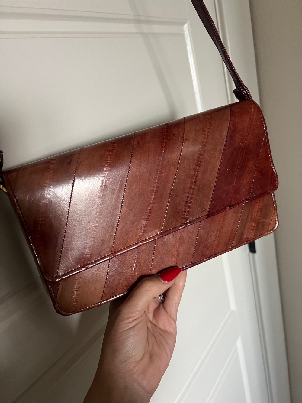 Genuine Eel Leather Shoulder Bag